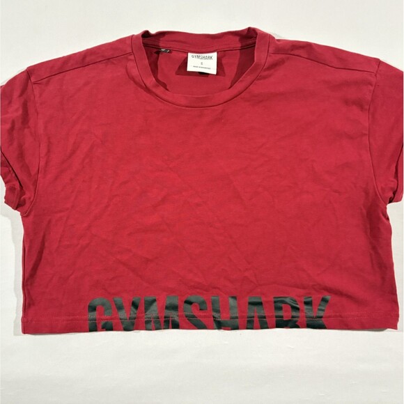 Gymshark Fraction Cropped T-shirt Womens Red Activewear Athleisure Tee Sz S - Picture 2 of 9